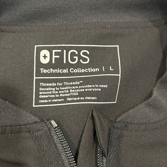 FIGS Technical Collection Scrub Jacket Black Size L Zip Front Unisex - Picture 3 of 6